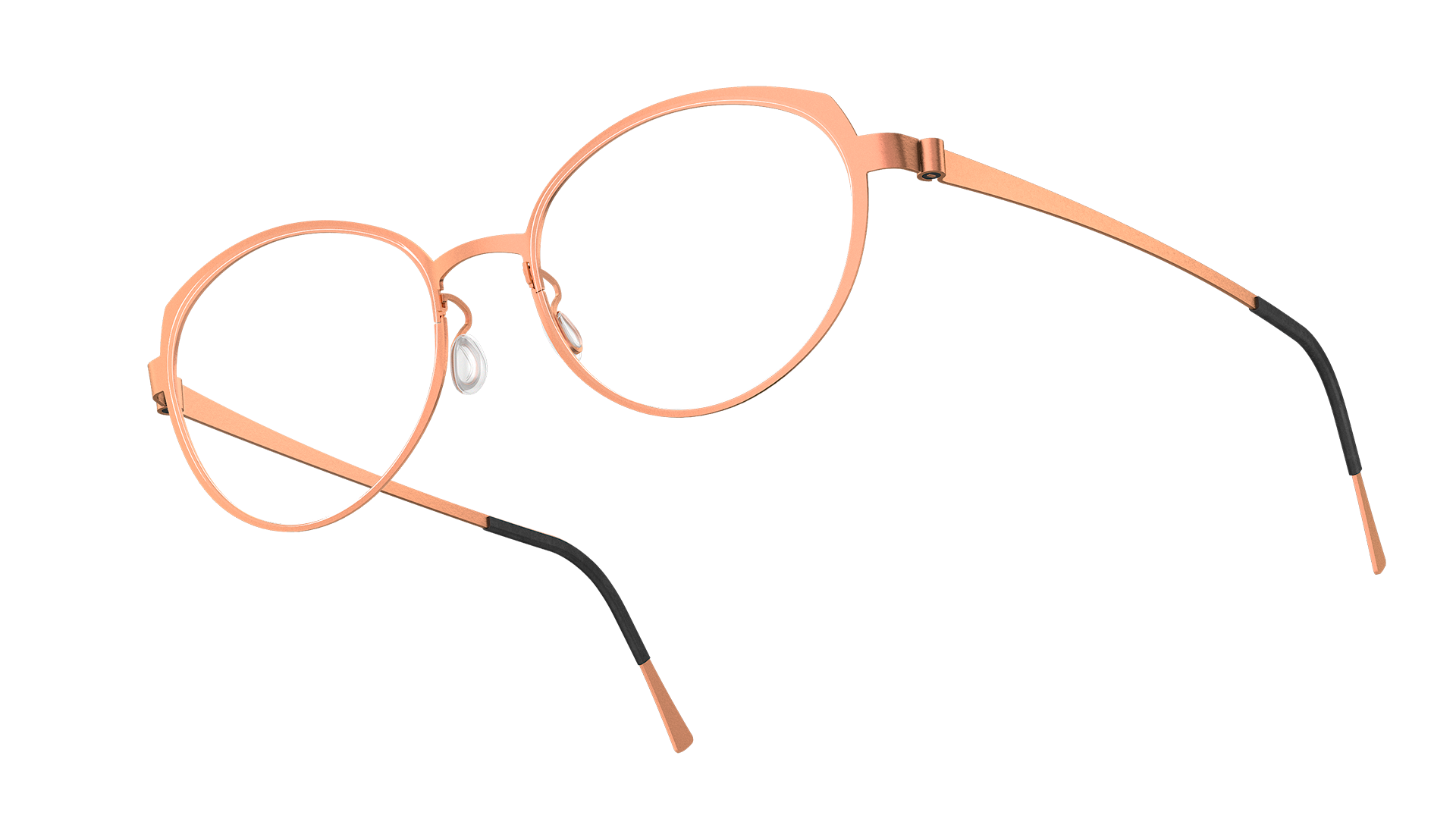 Modern women’s cat eyeglasses from LINDBERG strip titanium collection in Model 9589 in blush colour 60