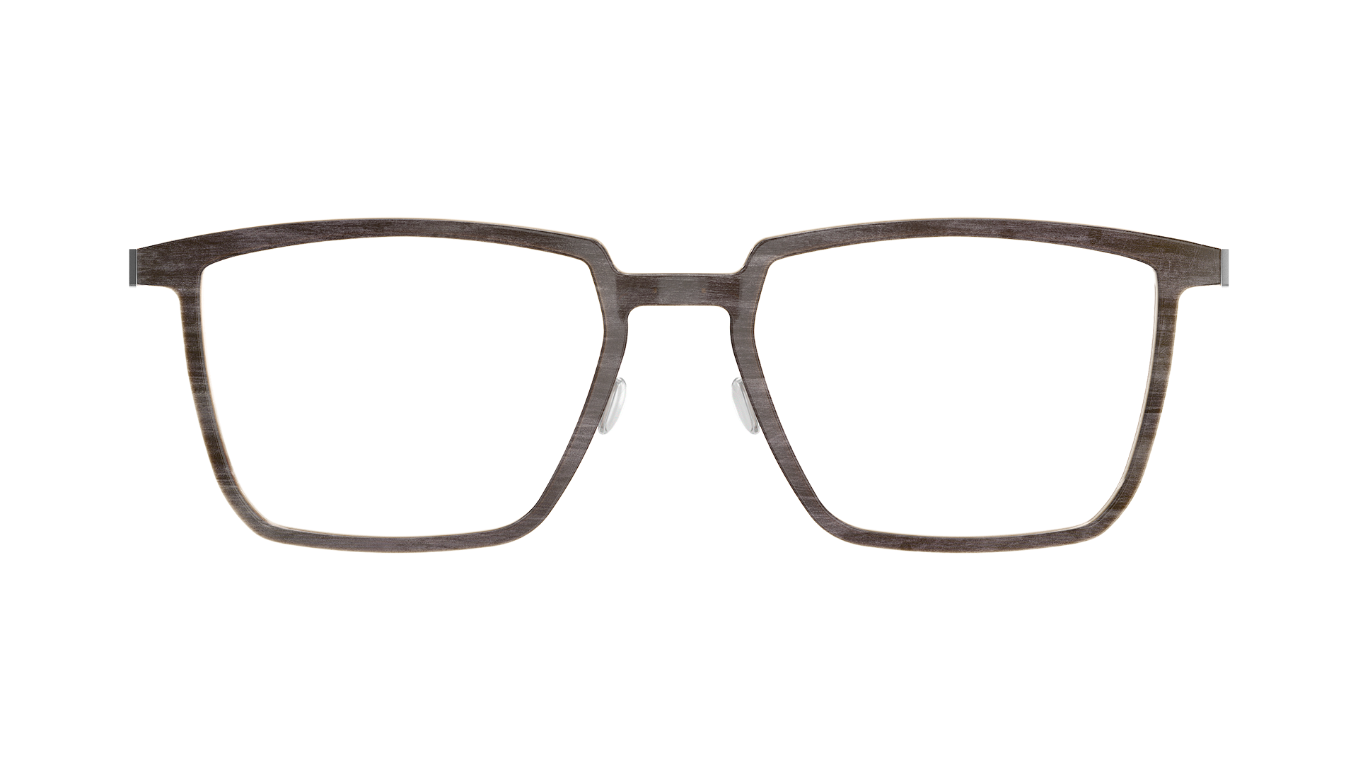 LINDBERG-Modell 1844 HTE26 10, eckige Brille in Hellgrau aus Holz, Büffelhorn und Titan