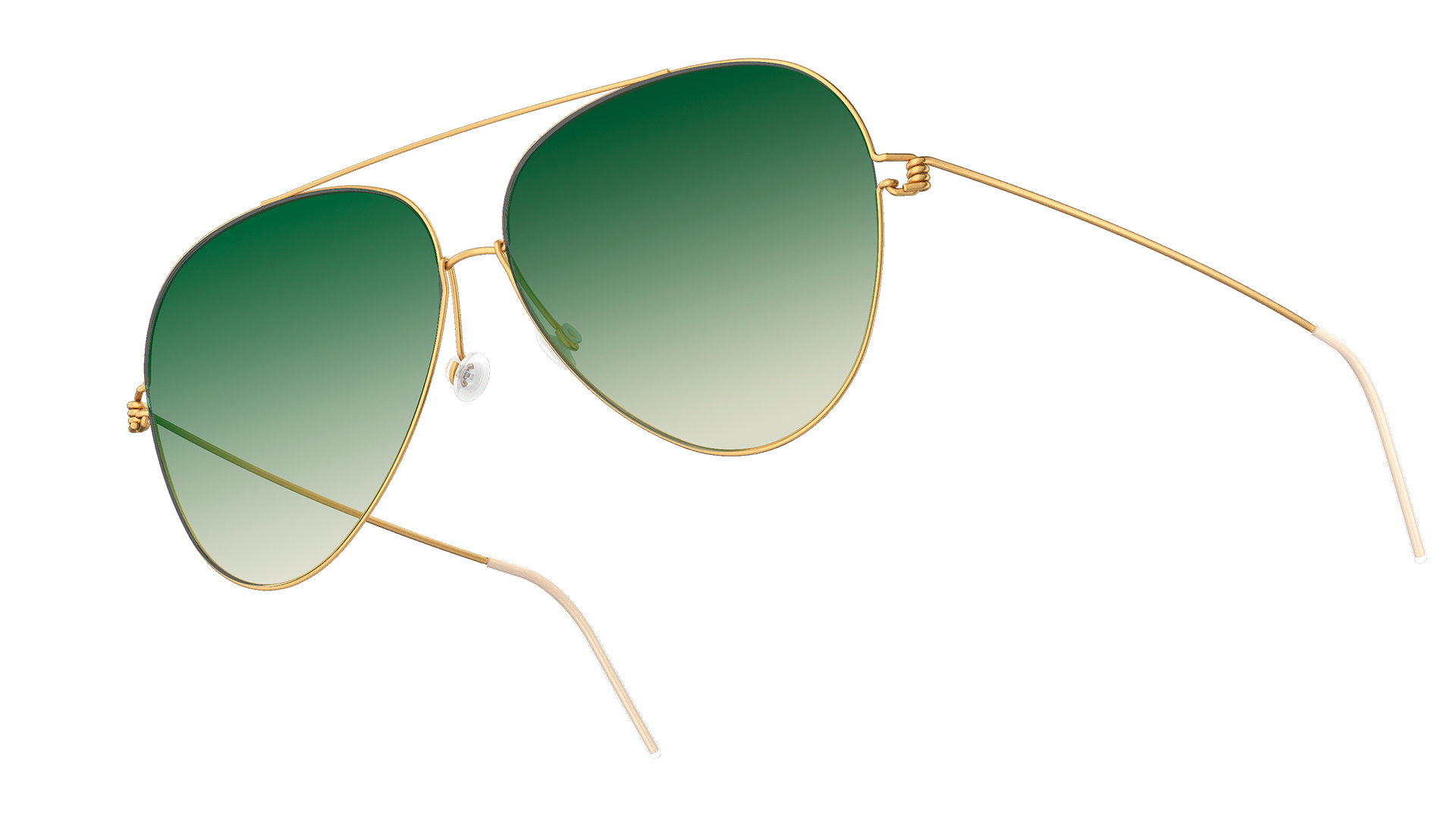 Goldene Piloten-Sonnenbrille mit getönten Gläsern mit Farbverlauf in Grün SL34, Modell 8209 aus der Kollektion LINDBERG sun titanium