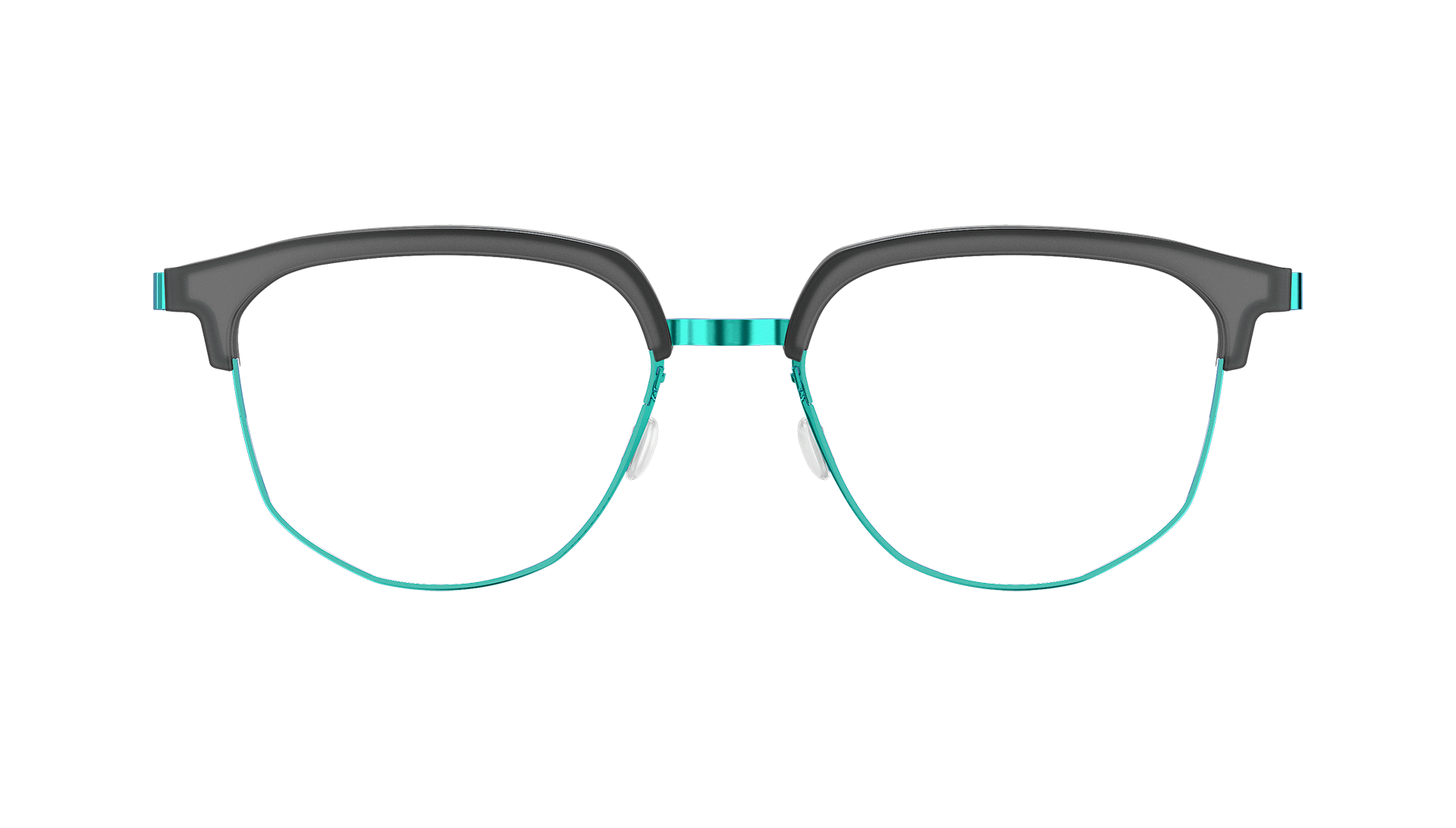 LINDBERG strip Model 9850 P85 turquoise titanium glasses with grey semi-transparent acetate half frame