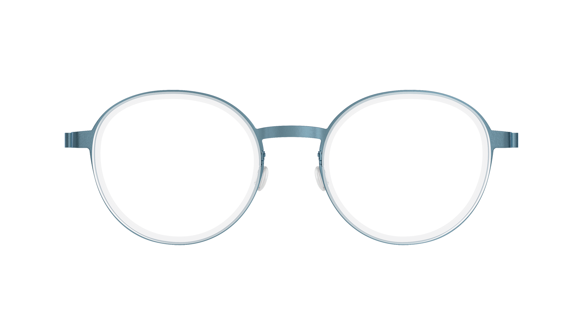 LINDBERG strip titanium, Modell 9752, runde Brille in Hellblau mit transparenter Innenfassung