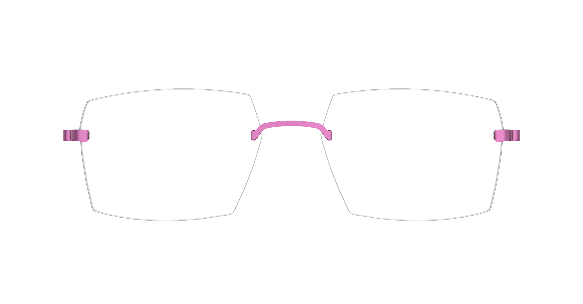 LINDBERG strip3p, Modell 2427 113, randlose Brille aus Titan mit eckigen Gläsern und rosa Bügeln
