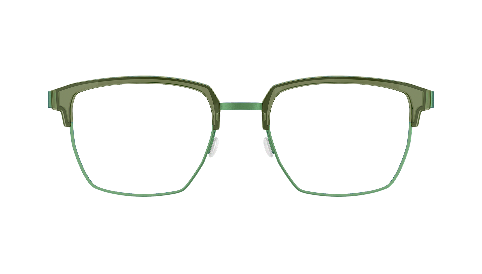 LINDBERG spirit Model 9851 117 transparent green half rim glasses in a square shape