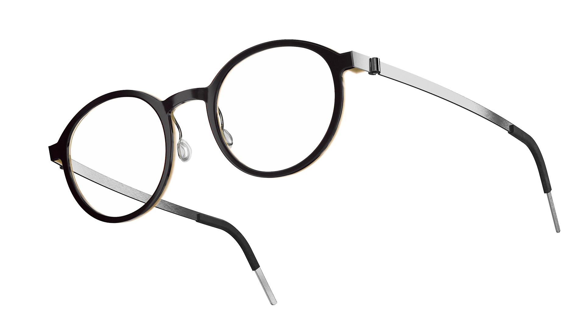 LINDBERG 水牛角镜架1828 Panto款，黑色H26前框配银色P10 钛板镜腿
