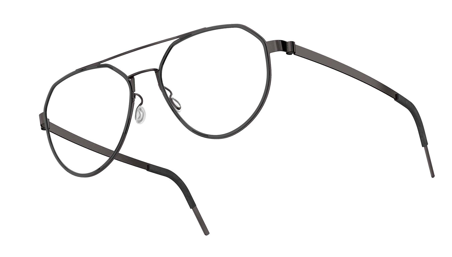LINDBERG strip, Modell 9745 PU9, schwarze Pilotenbrille aus Titan und Acetat