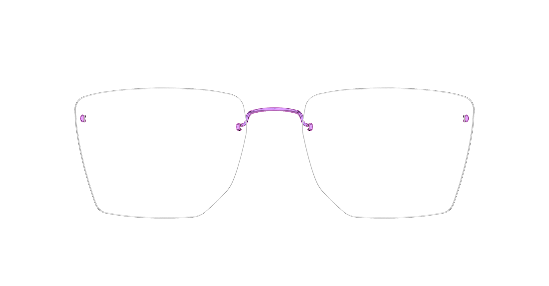 LINDBERG spirit, Modell 2430 P77, randlose Brille mit eckigen Gläsern und Titanbügeln in Lila