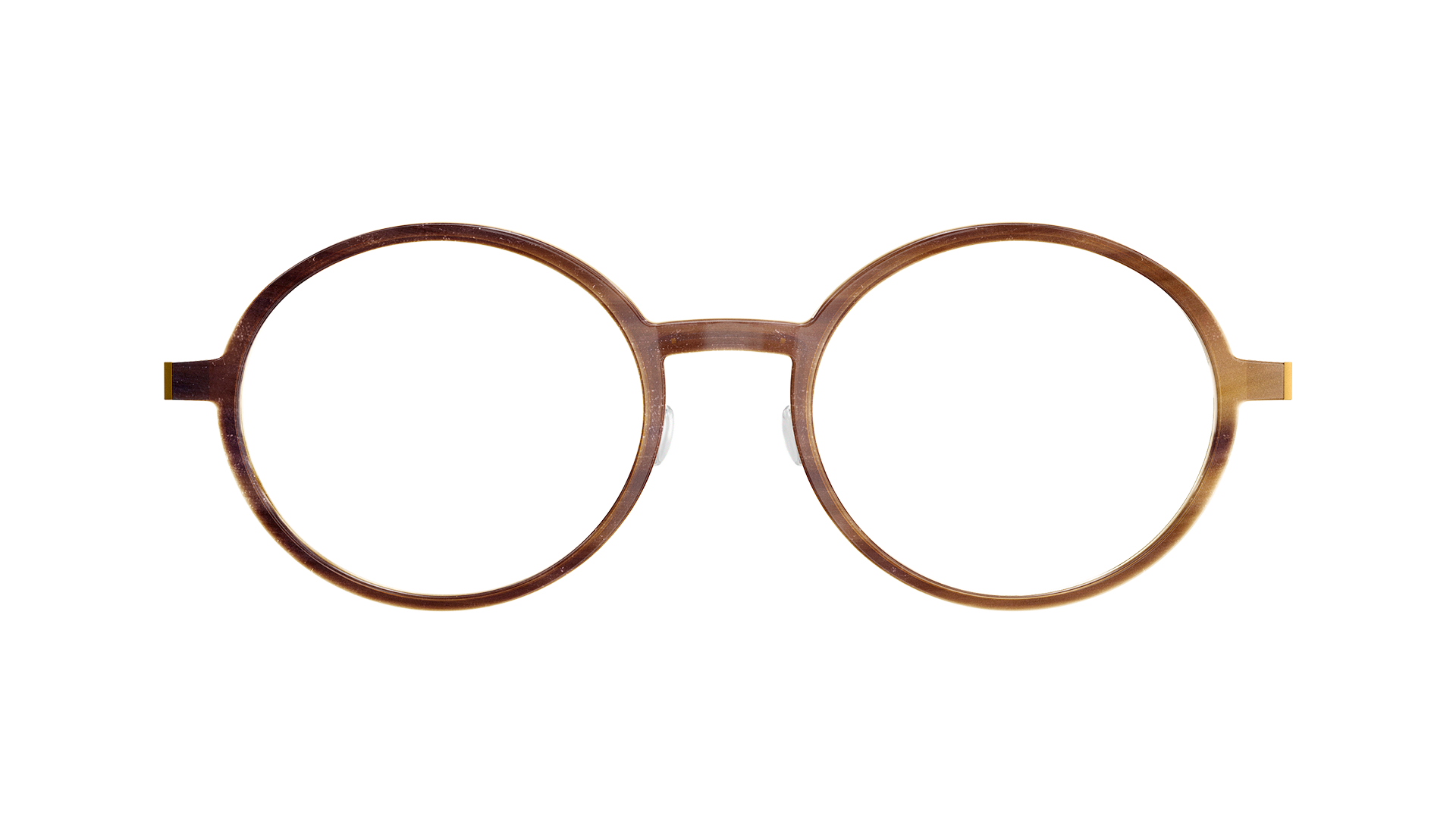 LINDBERG 1827 棕色水牛角圆框镜架