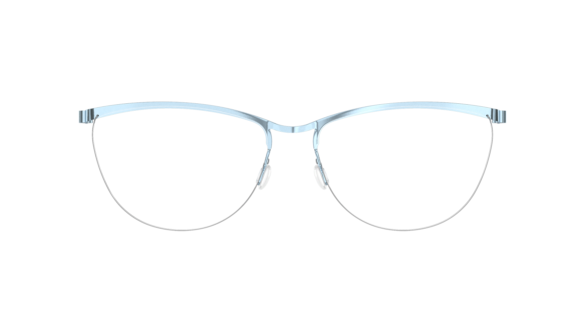 LINDBERG spirit titanium Model 7424 P25 blue titanium half rim glasses in a cat eye shape