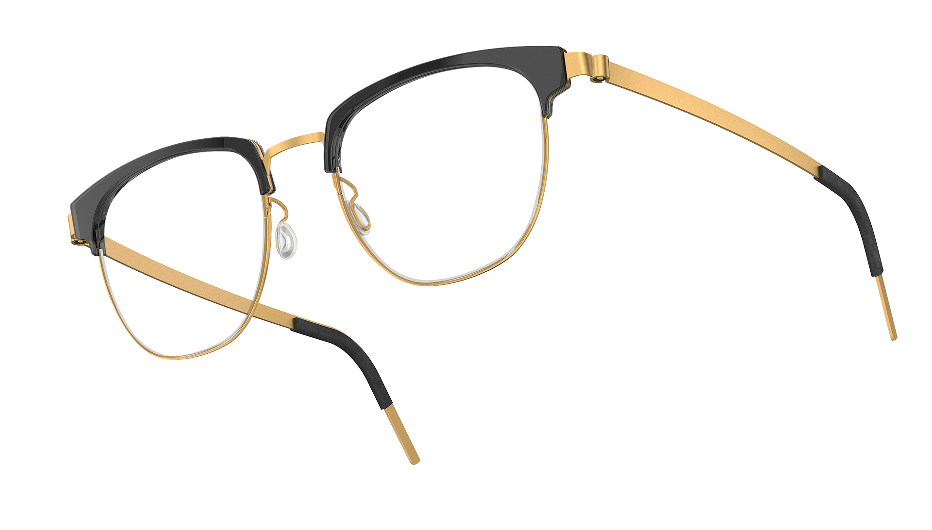 LINDBERG semi rimless gold glasses in strip titanium Model 9849 GT