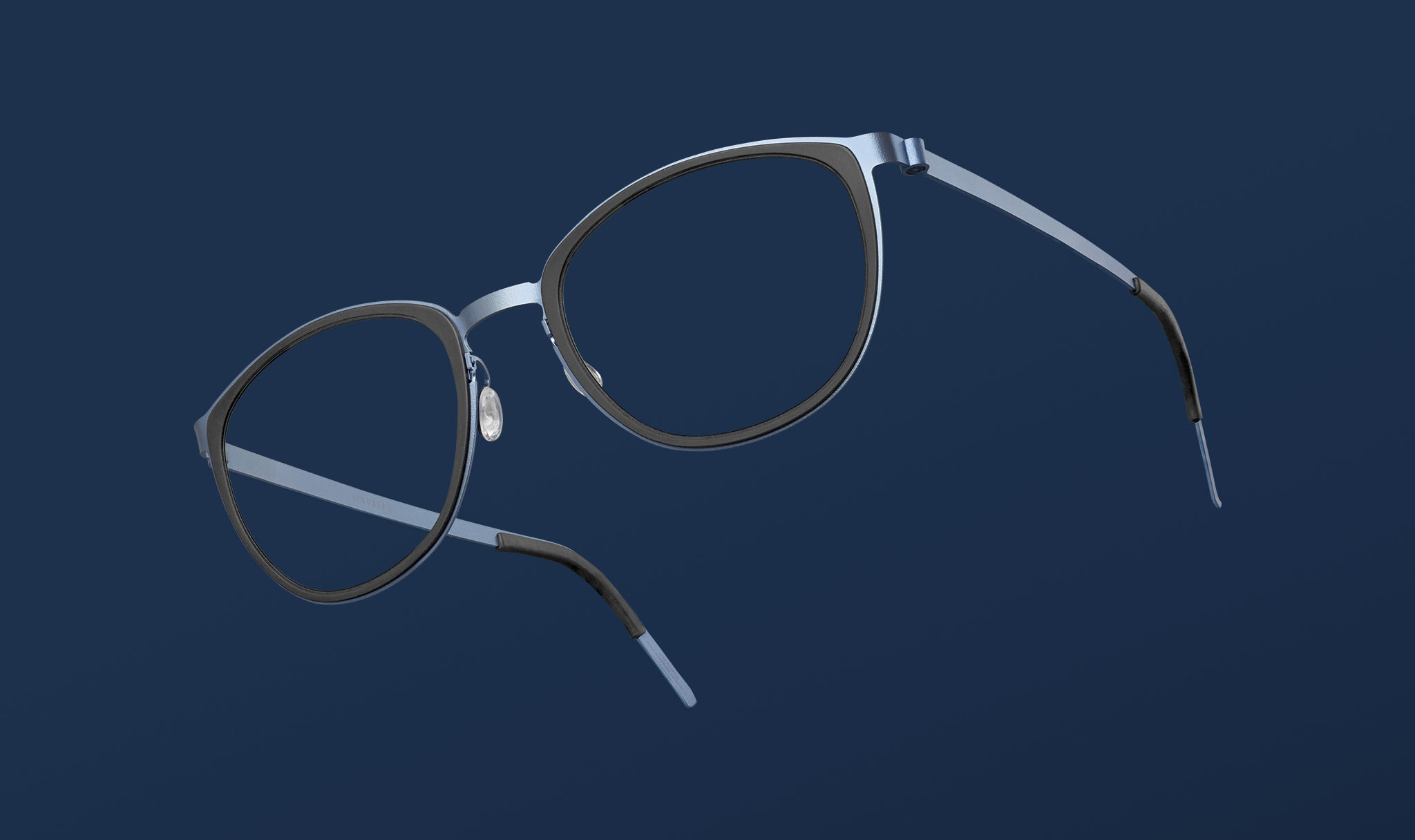 LINDBERG Strip Modello 9737 Occhiali squadrati arrotondati in titanio blu