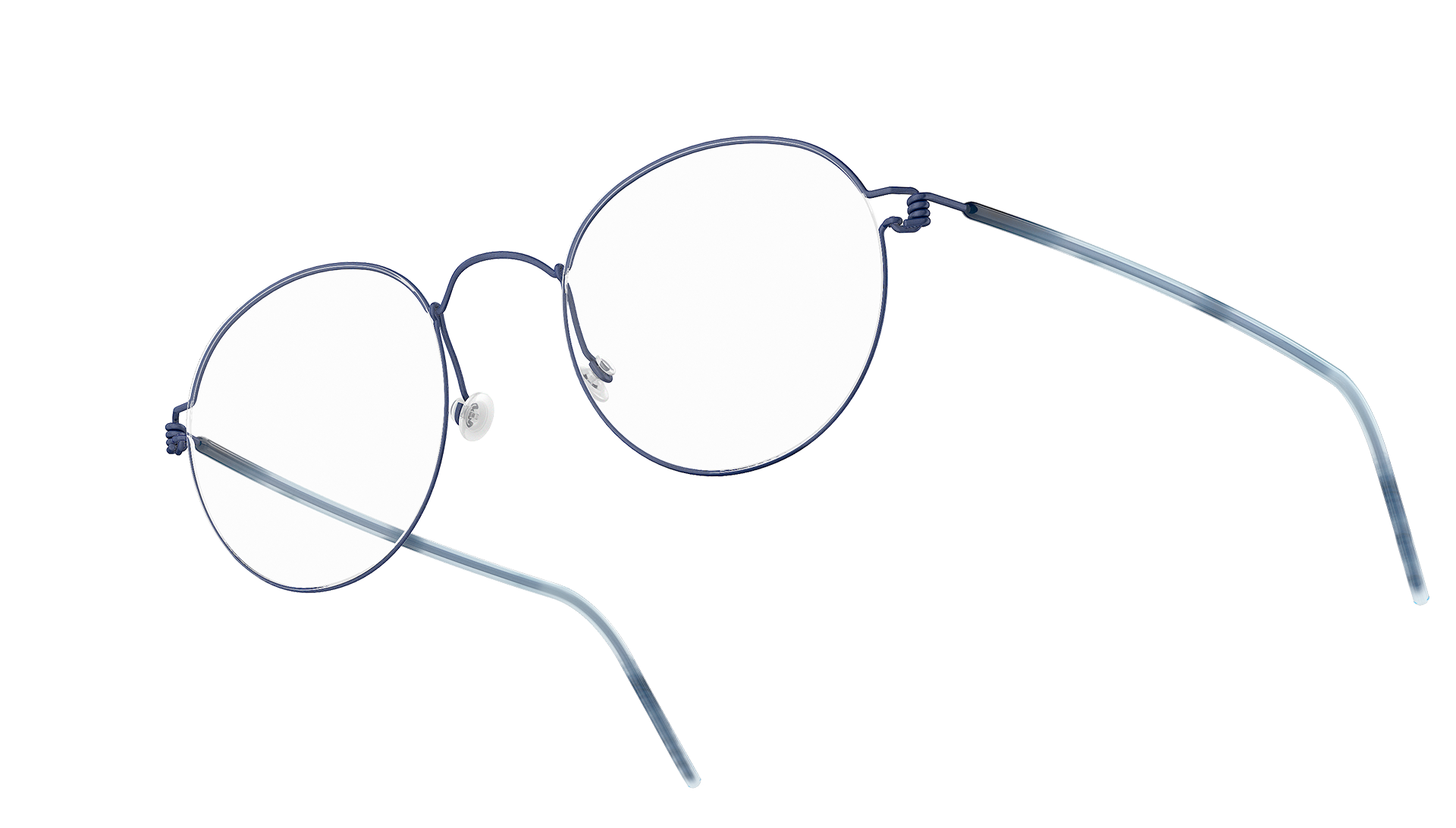 LINDBERG air titanium rim blue round glasses in Model Morten U13 with customised temple cover