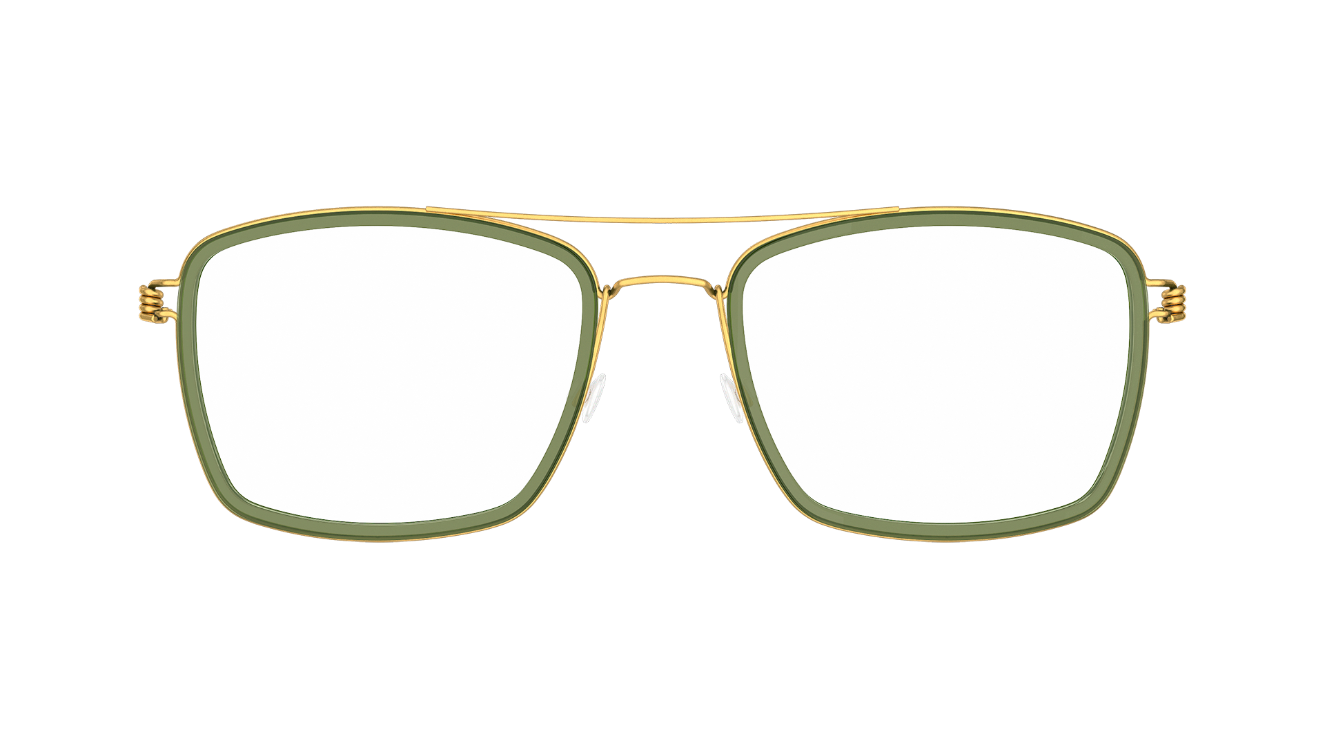 LINDBERG air titanium rim, goldene Brille im Retro-Look, Modell Oscar mit eckigen Gläsern und Innenfassung aus Acetat in der Farbe K175