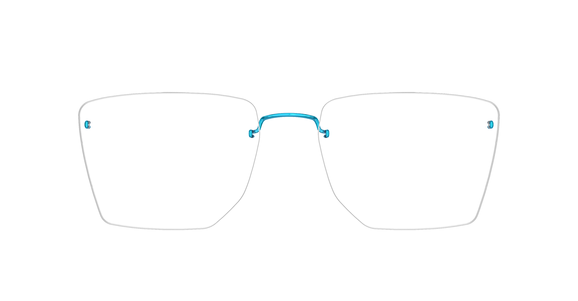LINDBERG spirit, Modell 2430 P80, randlose Brille mit eckigen Gläsern und Titanbügeln in Blau