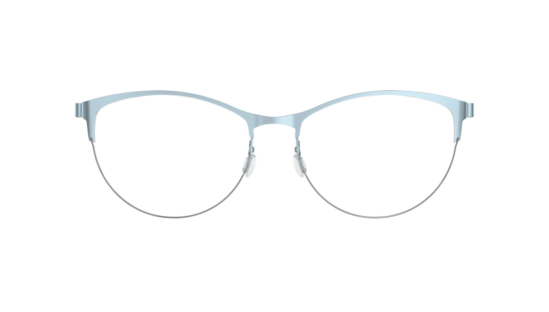 LINDBERG spirit titanium Model 7418 25 cat eye half rim glasses in light blue