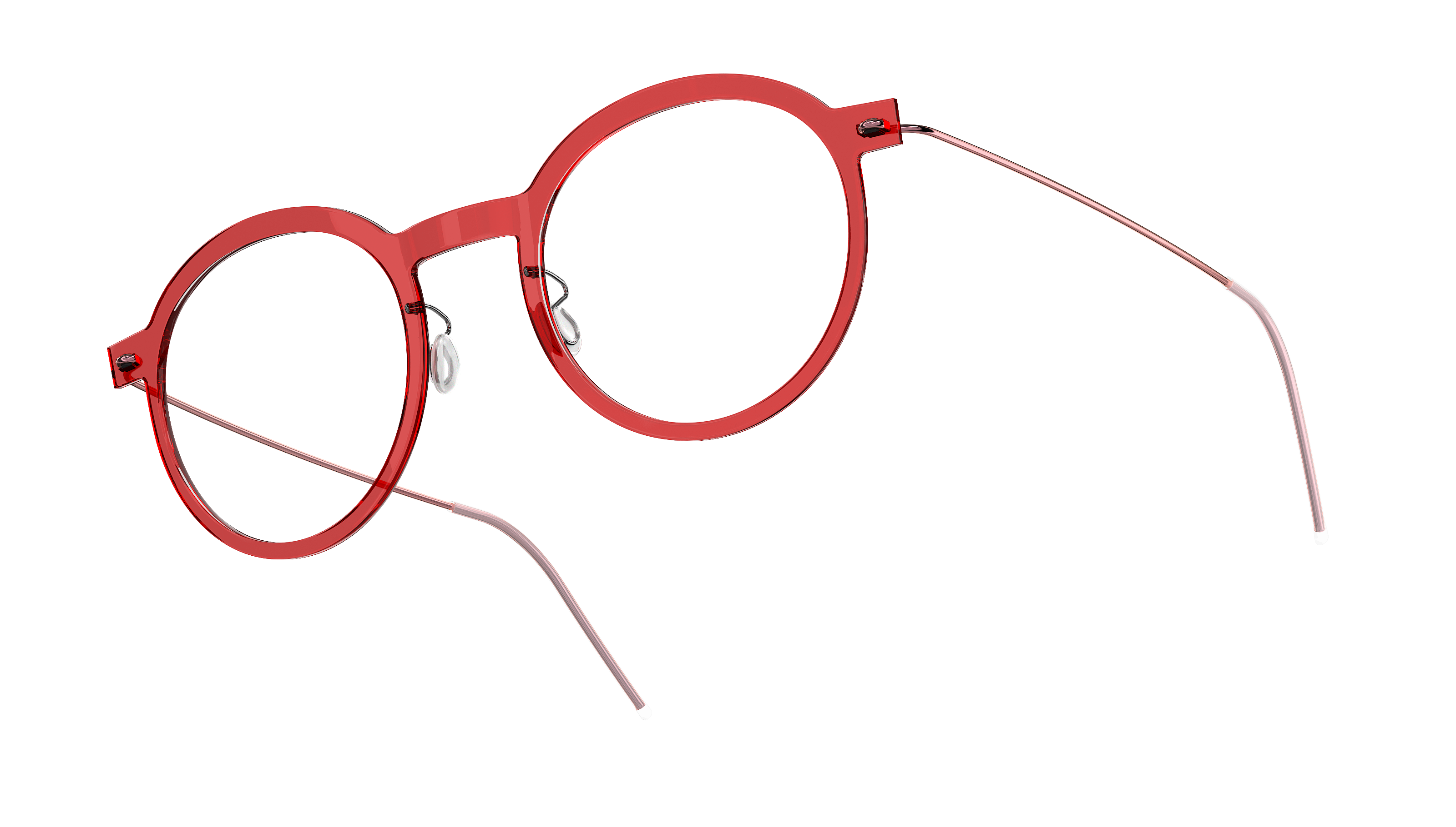 LINDBERG n.o.w. titanium, runde Brille mit transparenter Fassung in Rot, Modell 6586 C12