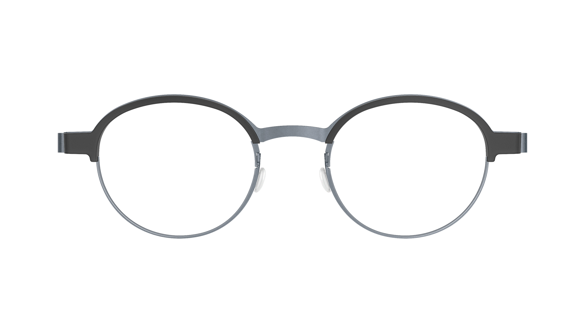 LINDBERG strip titanium Model 9840 silver and matte black round glasses