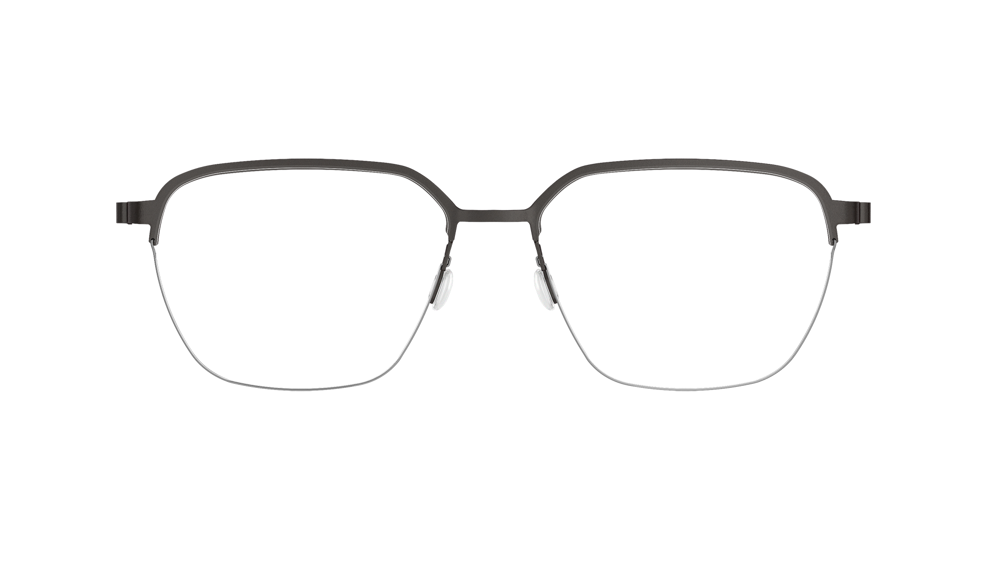 LINDBERG spirit titanium Model 7423 U9 black half rim glasses in a rounded square shape
