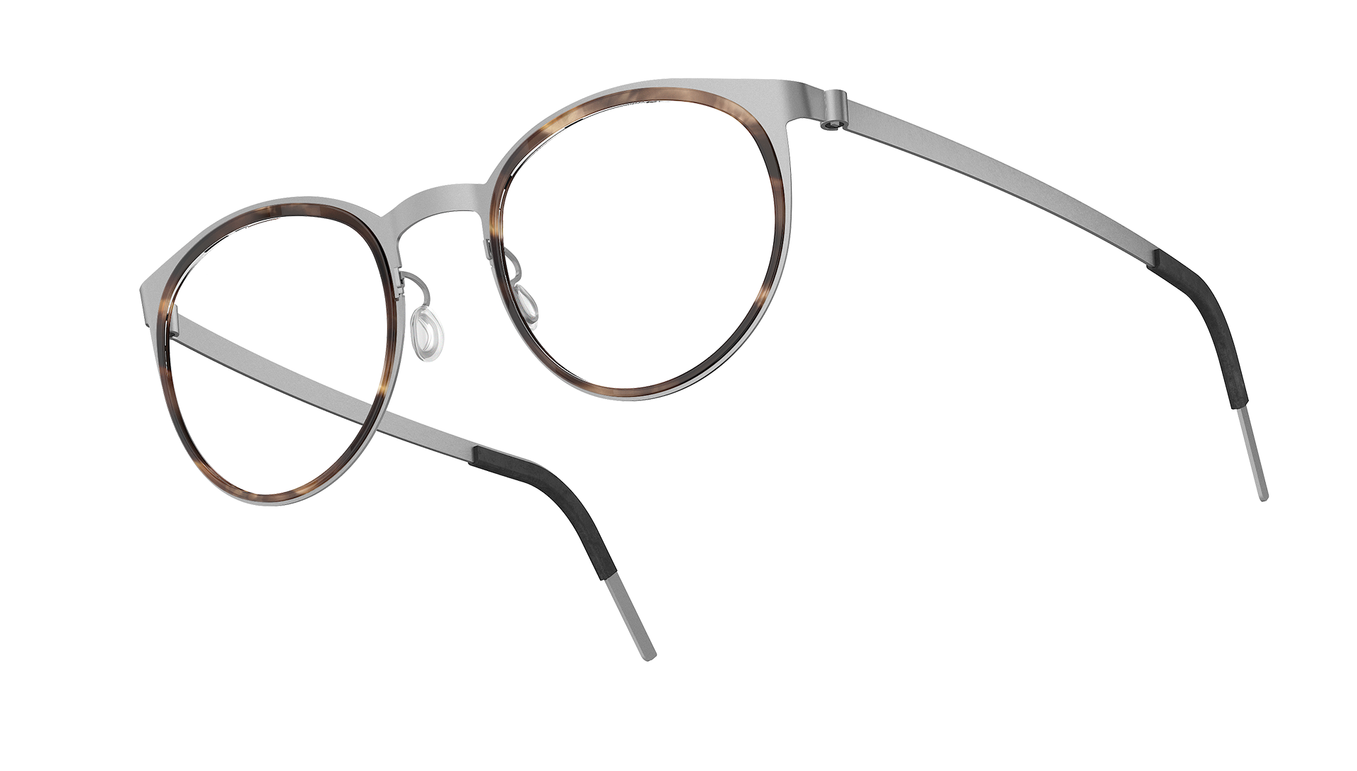 LINDBERG strip model 9704 round glasses in silver colour 10 made of titanium and acetate