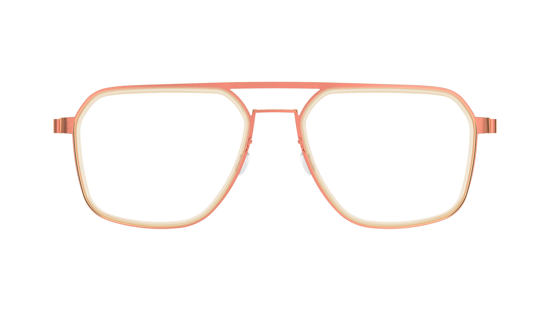 LINDBERG strip Model 9753 60 orange rim rounded square shape glasses featuring a double bar bridge