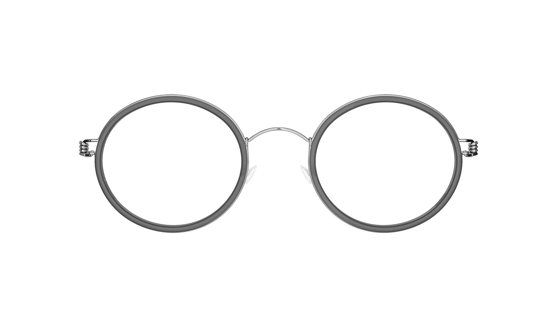 LINDBERG Modèle Cameron Lunettes rondes en titane avec cercles noirs semi-transparents coloris argent P10