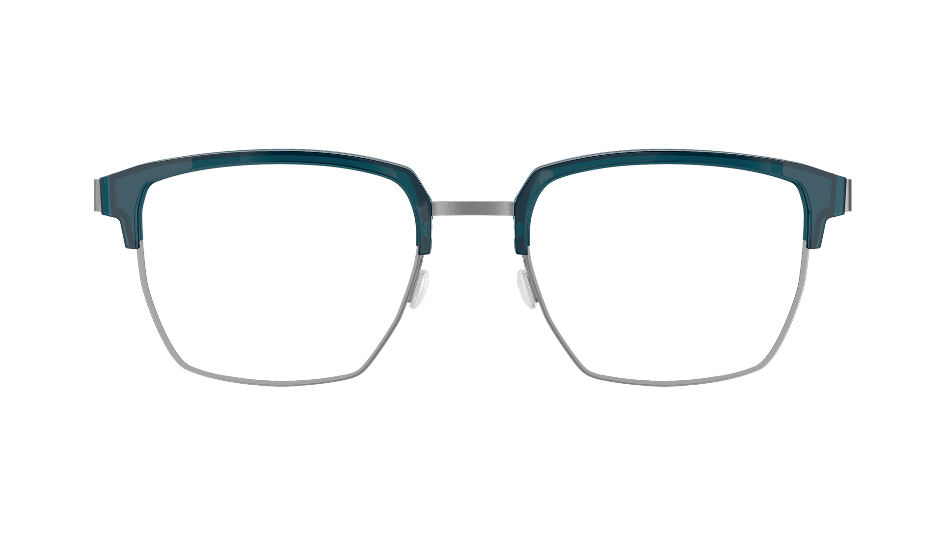 LINDBERG spirit titanium, Modell 9851 10 K259, blaue Halbrandbrille mit eckigen Gläsern