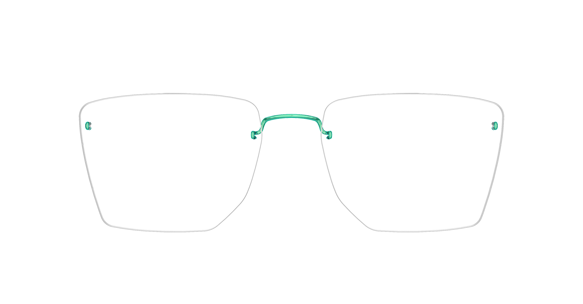 LINDBERG spirit, Modell 2430 P90, randlose Brille mit abgerundeten Ecken und Titanbügeln in Grün