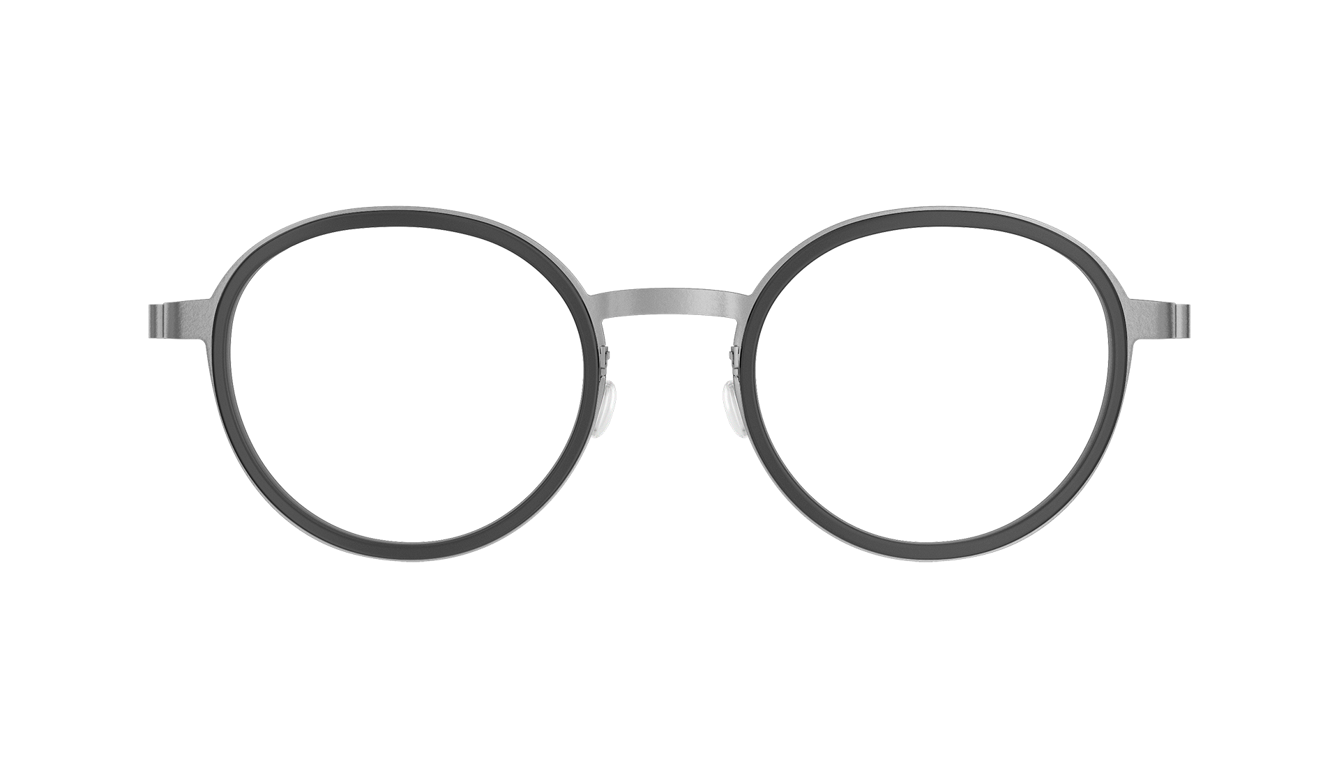 LINDBERG strip titanium, Modell 9752 10 K24M, runde Brille in Silber mit schwarzer Innenfassung