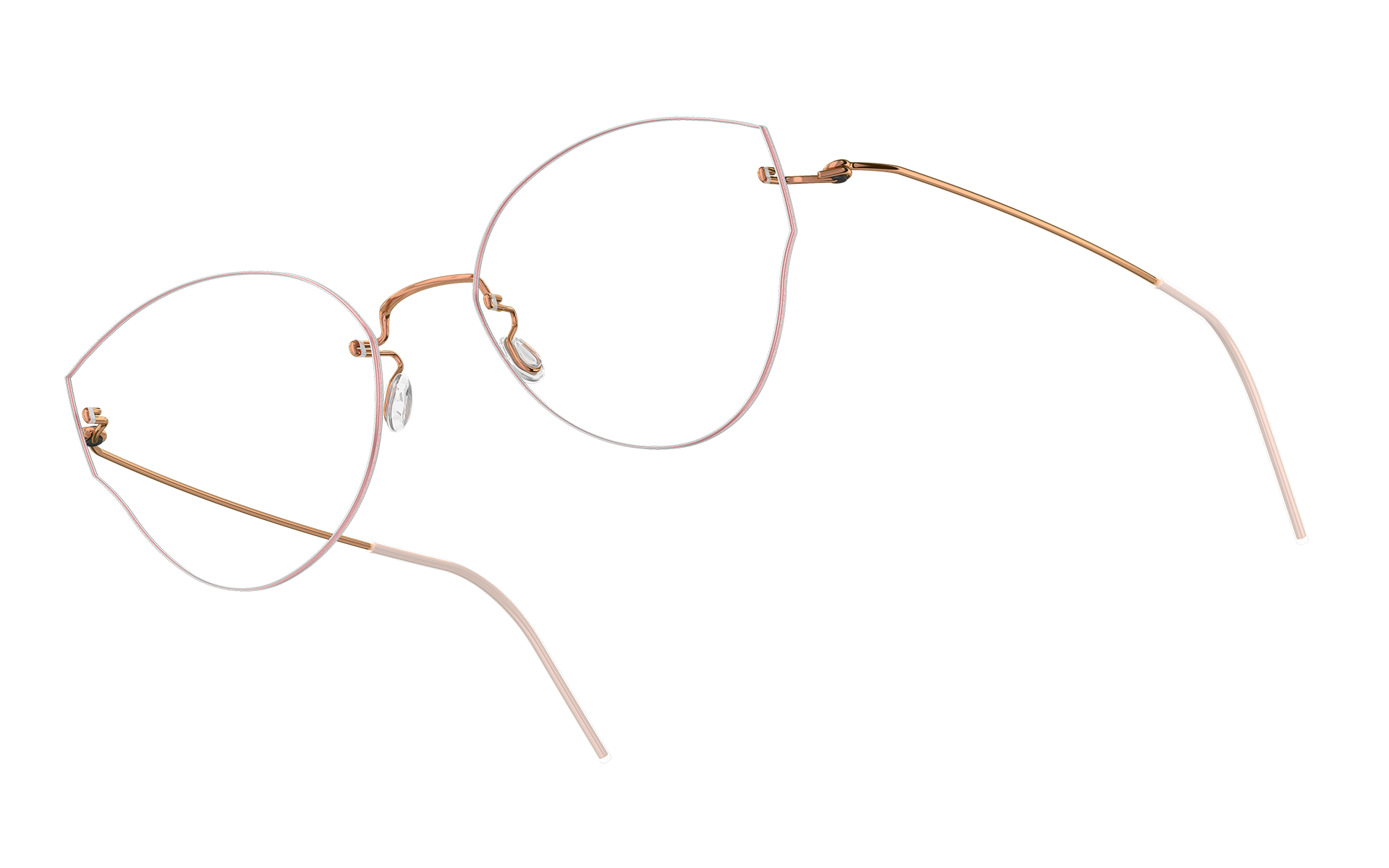 LINDBERG spirit titanium, Modell 2436, randlose Brille im Cateye-Stil in Gold P60