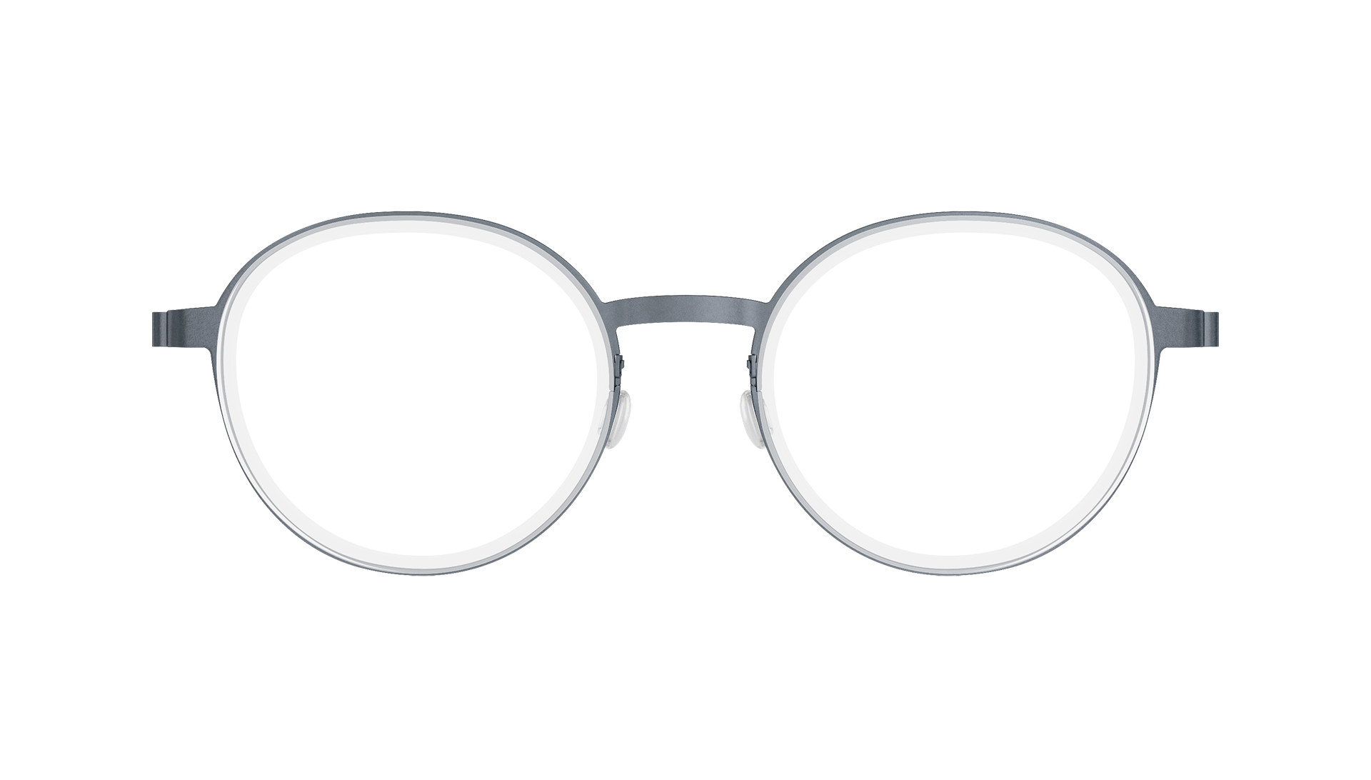 LINDBERG strip titanium, Modell 9752, runde Brille in Silber U16 mit transparenter Innenfassung