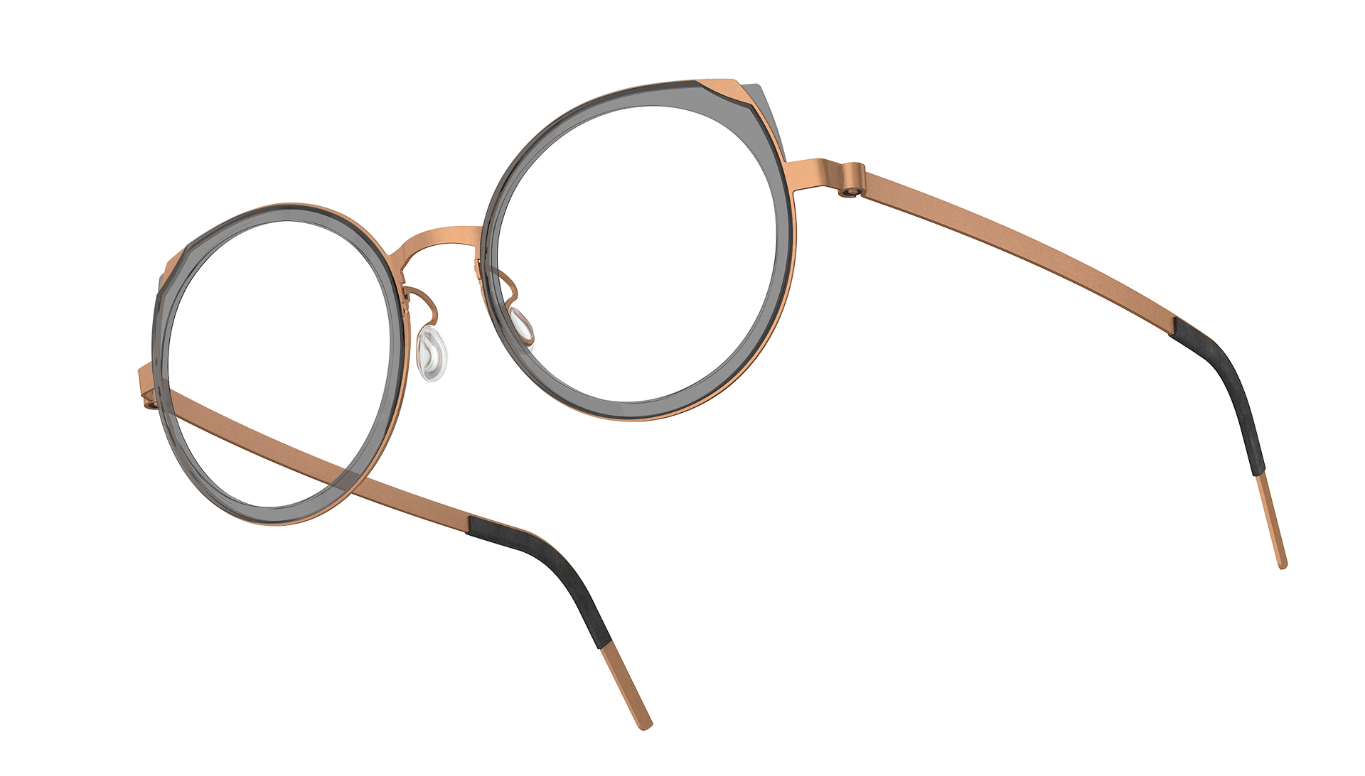 LINDBERG strip titanium, Modell 9747, moderne Damenbrille im Cateye-Stil mit halbtransparenter Acetatfassung in Grau K157