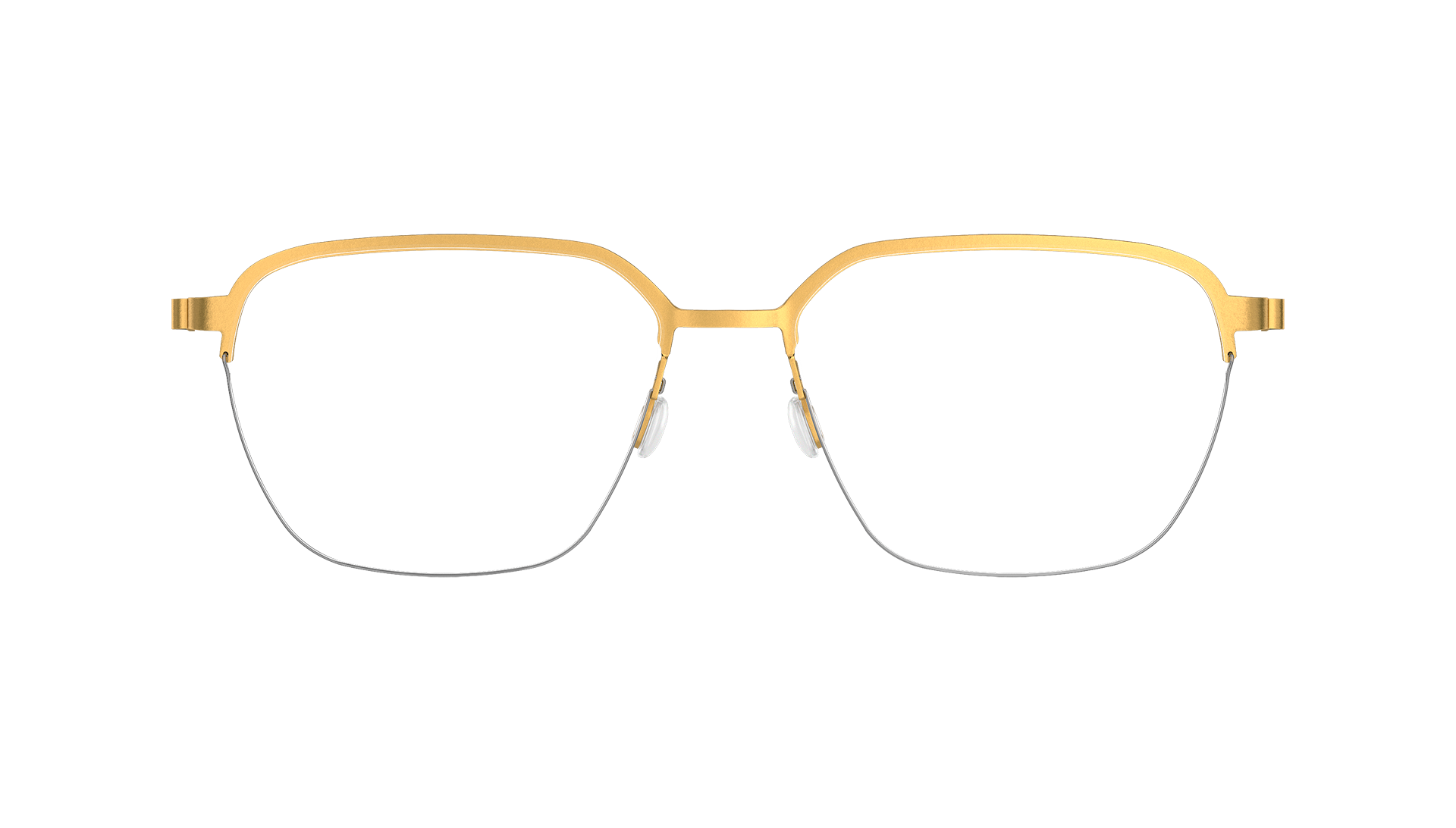 LINDBERG spirit titanium Model 7423 GT gold tone half rim glasses featuring a rounded square shape