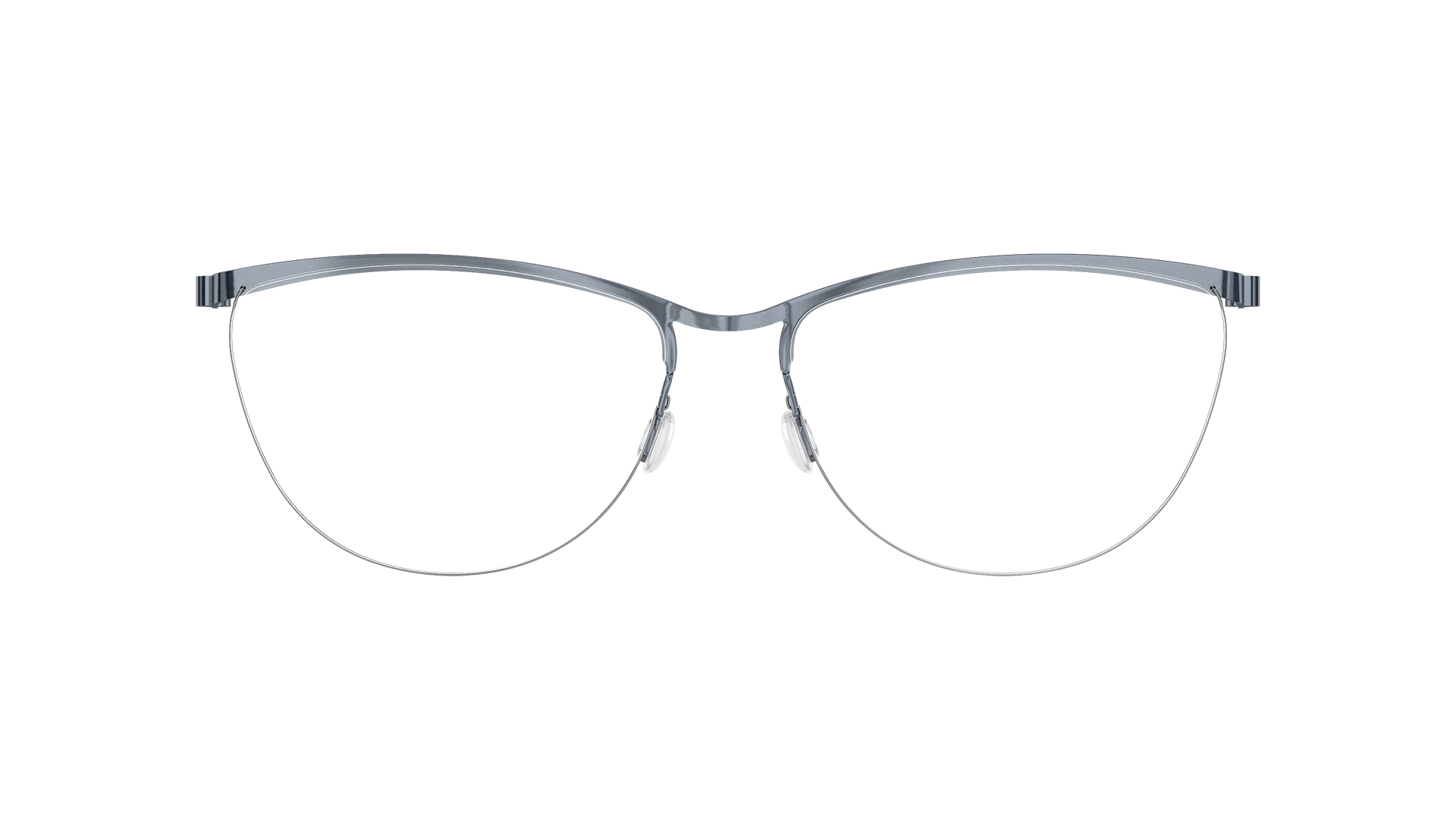 LINDBERG spirit titanium Model 7423 PU16 half rim cat eye glasses in steel blue colour